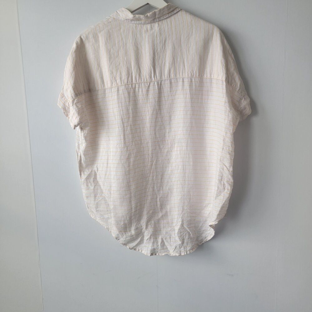 Cynthia Rowley womens 100% Linen Button up Blouse size S Striped boy fit - Picture 2 of 8